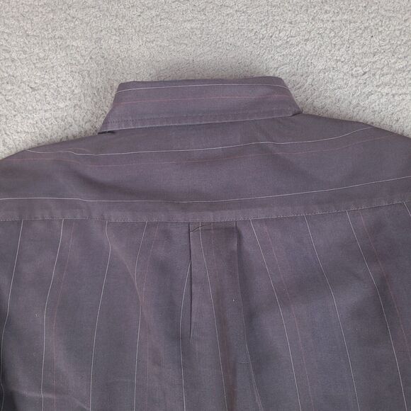 Quiksilver Shirt Mens Small Gray Striped Button Down Long Sleeve - Picture 12 of 16